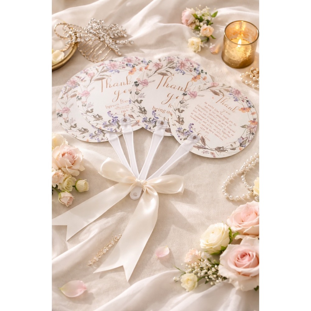 Wedding Decoration x 100 Floral Hand Fans Favors Outdoor Summer Ceremony Set